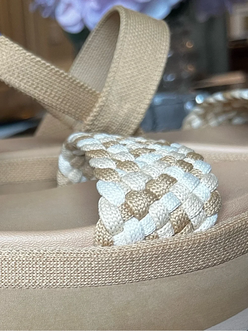 Rothy's Braided Platform Sandals in Tan